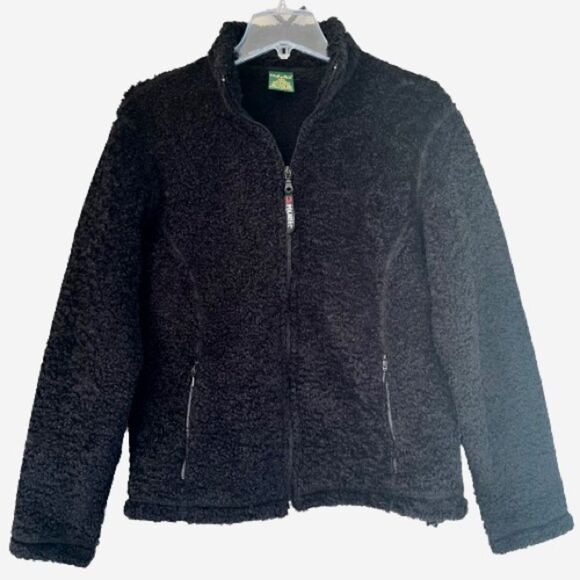 Cabela's Polartec Black High Pile Sherpa Fleece Teddy Full Zip Jacket Coat SZ L - Picture 2 of 15